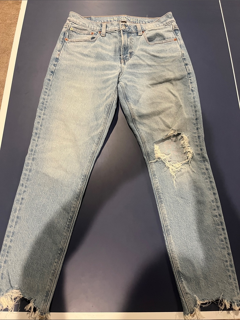 American Eagle Outfitters Light Wash Distressed Boyfriend Jeans